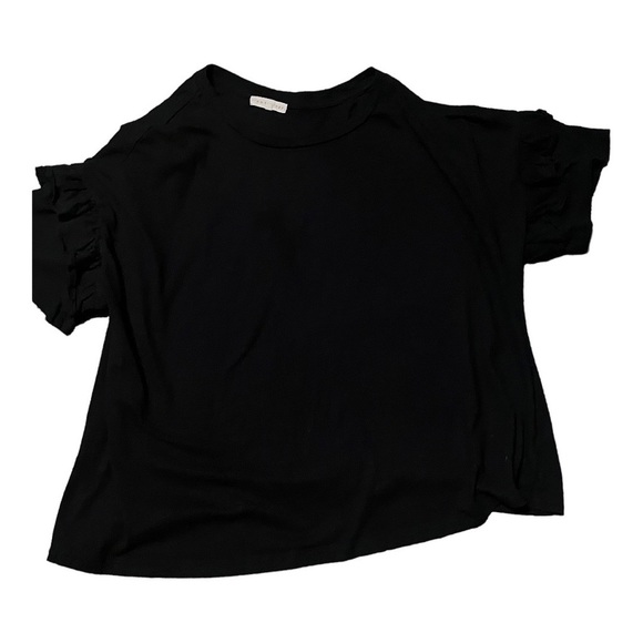 Retrology Black Top Blouse Ruffle Sleeve Casual Work Spring Summer Women’s 3 X - Picture 6 of 8